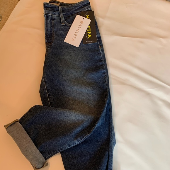 athleta sculptek slim straight jean lapis wash